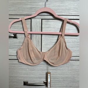 SKIMS 36C No Show sheer mesh Molded Unlined Demi Bra in color Mica